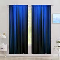 2pcs Cortina De Ventana Con Diseño De Rayas Gradient Azul/Castillo Para Decoración De Hogar Tratamiento De Ventana Para Dormitorio Oficina Cocina Con Bolsa Para Rodamiento - details 4