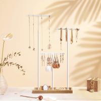 Expositor de Joyas 2 en 1 con Bandeja, 3 Barras en T Ajustables, Soporte para Collares, Pulseras y Pendientes con Agujeros - details 1