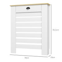 HOMCOM Cubre Radiadores con Cajón, Cubreradiador de MDF, Cubierta para Radiador, Diseño Moderno de Listones, para Salón, Dormitorio, 78x19x95,5 cm, Blanco - details 2