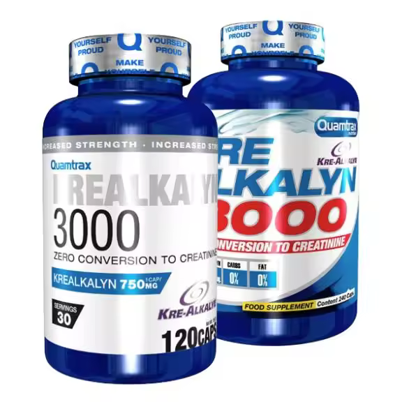 QUAMTRAX - Kre-Alkalyn 3000 - 2 Formatos 120 y 240 caps - Es el último descubrimiento en la adquisición de volumen y fuerza a través de un sistema de creatina totalmente nuevo - 1