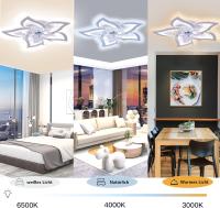 Ventilador de techo con luz, Ventilador de techo iluminación Led moderno silencioso con control remoto Temporizador Diseño en forma de flor Ventilador Luz de techo para dormitorio Cocina (69CM) - details 0