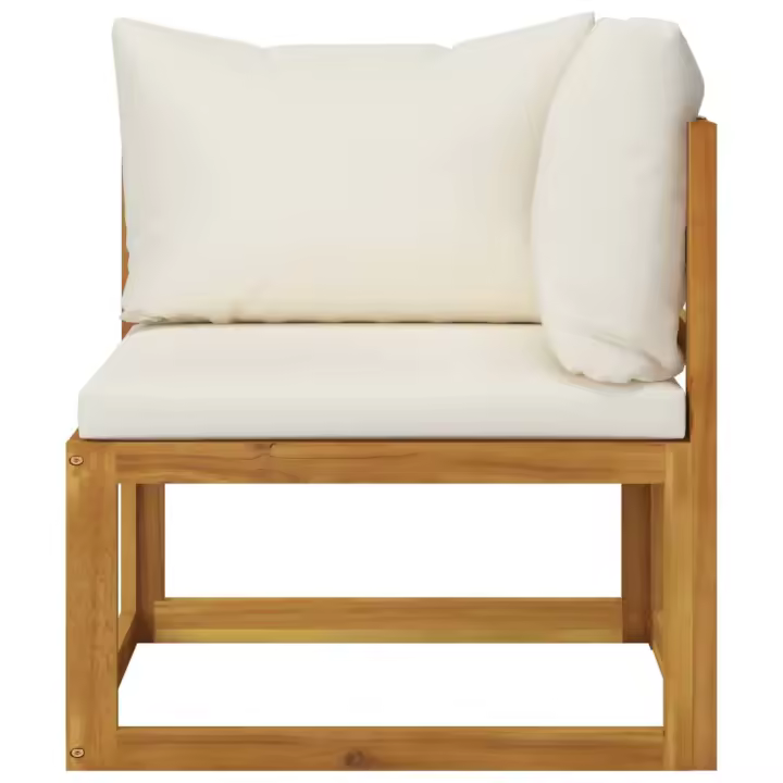 Sofá de Esquina checcional y Juguete Blanco crema Madera de Acacia - 1