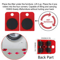 Juego De Herramientas Profesionales Para Muebles Transportador De Ruedas Y Barra Para Mover Pesos Pesados Set De Mano - details 2