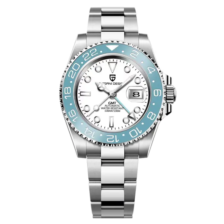 Reloj Mécanico De Lujo Para Hombre PAGANI DESIGN 2024 40MM Bisel De Cerámica Impermeable 10bar Vidrio De Zafiro GMT Con Correa De Acero Inoxidable Y Cierre De Seguridad - 1
