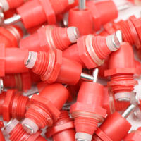 50 Pcs Bebederos De Pollo Con Dispensador De Agua Automático Bebederos De Pico Para Aves De Corral Material Plástico Y Acero Inoxidable Rojo - details 3