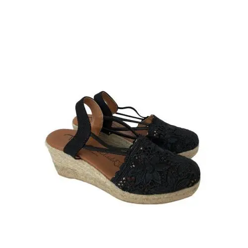 Sandalia cuña esparto 6.5 cm puntera bordad textil planta gel Torres - 1
