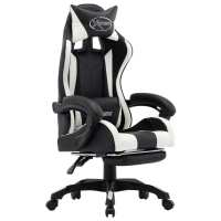 vidaXL Silla gaming con reposapiés cuero sintético en color Rojo y negro/Blanco y negro/Verde y negro y más | cómodas modernas ergonómicas para comedor cocina salón hogar - details 1