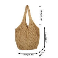 Bolso De Hombro Para Mujer Estilo Bohemio Hecho a Mano Capacidad Grande Saco De Mano De Paja Tejida Casual Bolso De Playa Verano - details 29