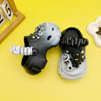 Clogs Gradient De Colores Para Niños Y Niñas Con Tirantes En Blanco Y Negro Antideslizantes EVA Cómodo Para Todas Las Estaciones - details 5