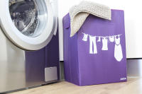 Cesto Jocca para la ropa sucia con tapa, desmontable y plegable en color azul o morado. Cajas de poliéster para la colada de fácil almacenaje con 50 cm de alto y 35 cm de ancho - details 0