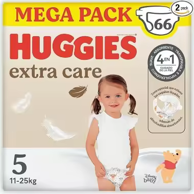 Pañales Mega Pack Extra Care Talla 5 (66 Uds) - Huggies Huggies - 1
