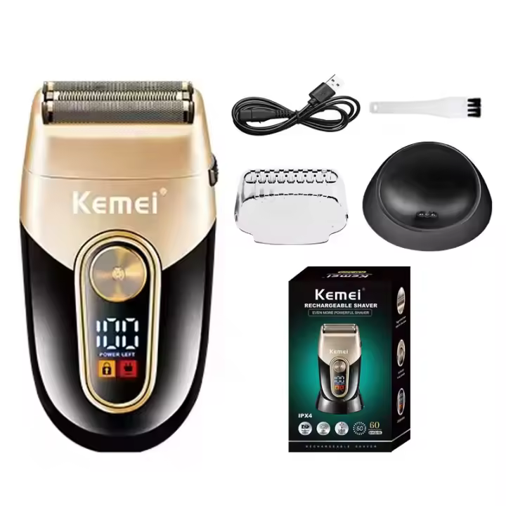 Kit De Pelacabelos Recargable Kemei KM-2242 KM-2351 KM-3209 Profesional Con Cuchilla DLC Trimmer Eléctrico Para Hombres Barbería Sin Cable Corte Rápido Indicación De Carga - 1