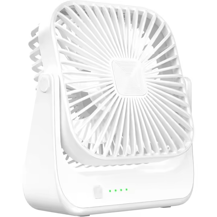 Ventilador de mesa - Ventilador portátil pequeño - Mini ventilador - Mini ventilador recargable de 2000 mAh - Ultra silencioso - Cabezal inclinable 360° - Ideal para oficina, dormitorio, cocina y actividades al aire libre - 1