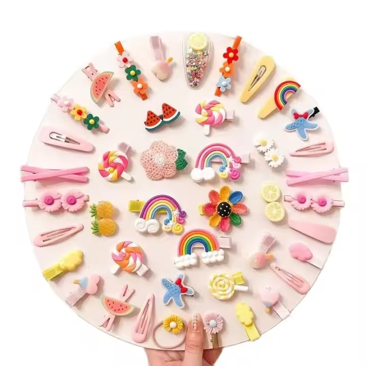 Juego De 14 Pinzas Para El Cabello De Princesa Bebé En Colores Caramelo Accesorios De Cabello Lindos Con Flores Animales Y Estrellas - 1