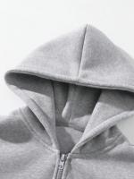 Sudadera De Manga Larga Con Cremallera Media Para Hombre, Estilo Casual, Color Sólido, Abrigo Para Otoño E Invierno - details 2