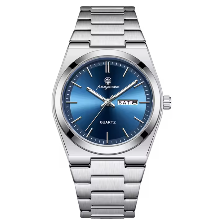 Reloj De Cuarzo Para Hombre PAAZOMU Con Pantalla Luminosa Y Multifuncional Acero Inoxidable Resistente Al Agua Cronógrafo Fecha Estilo Casual - 1