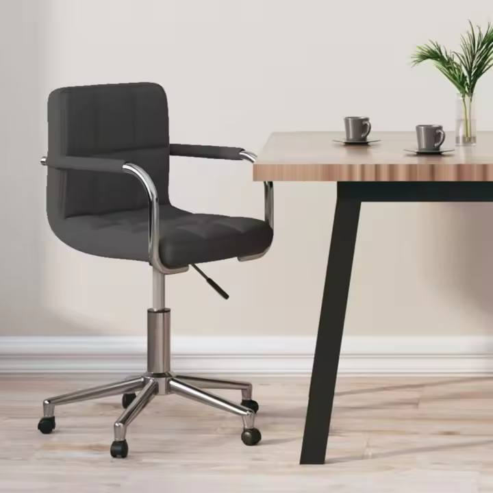 vidaXL Silla de oficina giratoria tela gris oscuro - 1