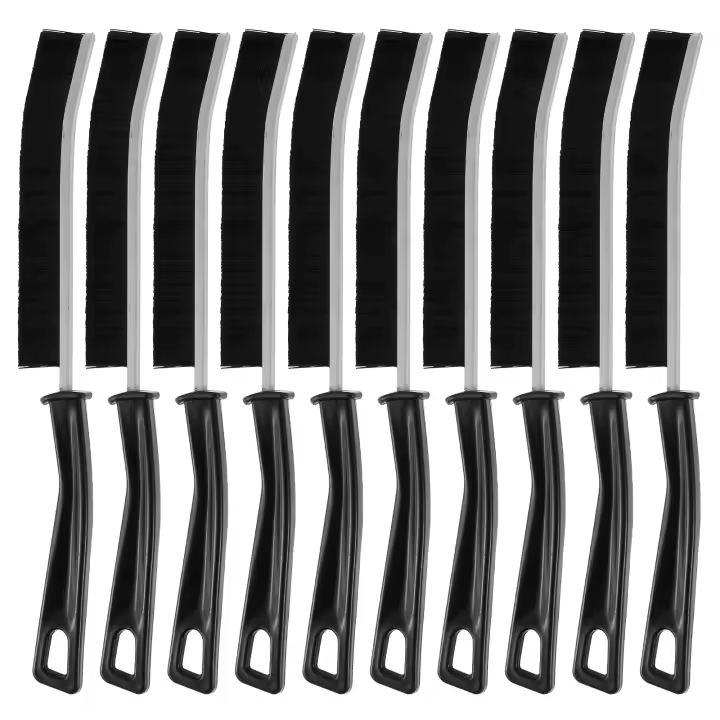 Cepillo De Limpieza Para Espacios Estrechos 10Pcs Cepillo De Níquel Con Cerdas Duraderas Para Limpieza De Ventanas Puertas Rallures De Ducha Y Salas De Baño - 1