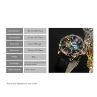 Reloj Mecánico Automático Para Hombre 1 Pieza De Moda Skeleton Con Dial Estrellado Luminoso Fase Del Día Correa Negra Artificial Casual Negocios Reloj De Lujo Top Marca Sin Batería - details 5