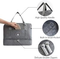 Bolsa de viaje para pasar la noche, Bolsa de separación de artículos húmedy y SECOS, Bolso de Mano para Fin de Semana, Bolsa Deportiva para helbres y Mujeres (1 Unidad, gris) - details 2
