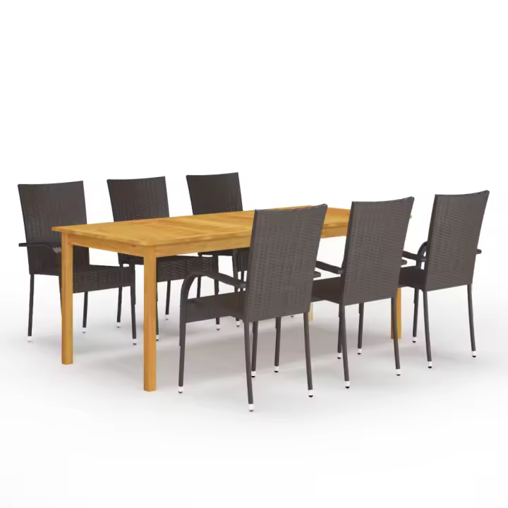 vidaXL Juego de comedor para jardín 7 piezas marrón - 1