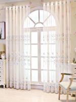 Cortina De Ventana De Estilo Coreano Ligero Y Lujo Con Patrón De Hoja De Ginkgo Bordado Para Sala De Estar Y Dormitorio 1PC Polyester Translúcido Sin Aislamiento Térmico - details 3