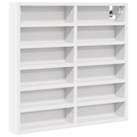 vidaXL Vitrina de madera de ingeniería 60x8,5x58 cm Blanco, Negro, Roble Sonoma Mueble Almacenaje Estantería para Oficina, Estudio, Dormitorio Estantería/Librería/ mueble de Almacenamiento - details 1