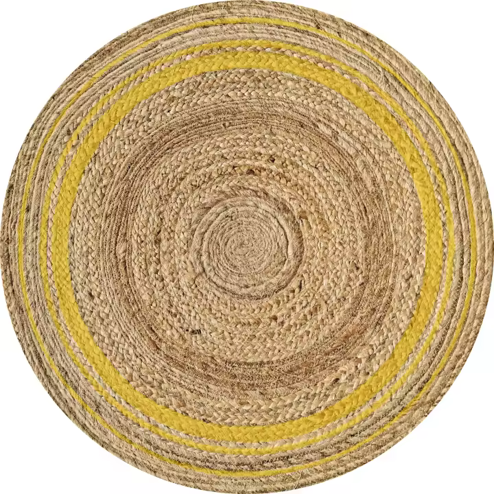 VINILIKO, Alfombra de vinilo, Carthago Redonda amarilla, imitación textura natura - 1