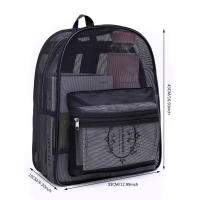 Mochila De Moda Para Mujer Transparente Y Ligera Malla Pesada Para Niños Y Niñas Negro Bolsa De Hombro De Viaje - details 13