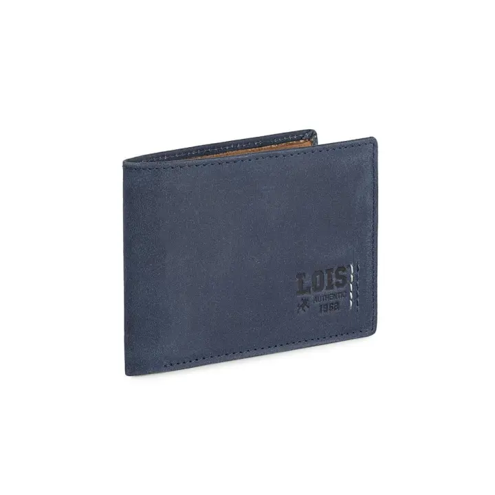 Lois Billetera / cartera de piel, color azulado grabado, multicompartimento, tamaño compacto para bolsillo - 11 cm - 1