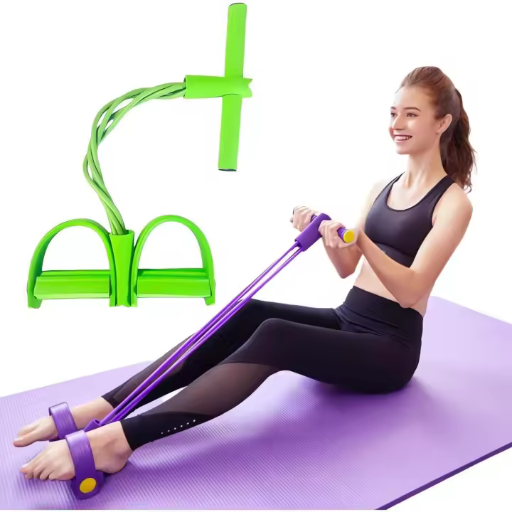 Bandas de resistencia para fitness, 21 unidades, pedal de 4 tubos, extractor de tobillos, bandas elásticas mejoradas 2025 para ejercicios de abdominales, equipo auxiliar para entrenamiento de abdominales, equipo de entrenamiento para mujeres y hombres. - 1