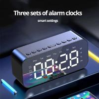 Reloj De Alarma Digital LED Con Bluetooth Y Estéreo Espejo Decoración Para Dormitorio Y Oficina Pantalla De Temperatura FM Radio - details 0