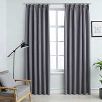 vidaXL Cortinas Opacas con Ganchos 2 Piezas 140x245 cm Casa Decoración Color Gris,  Antracita,  Taupé y mas - details 0