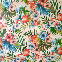 LaFábricadelasTelas - loneta estampada  tropical flamencos y flores  mantel antimanchas,repelente al agua para exterior e interior tejido por metros. 1'4 metros ancho. - details 0