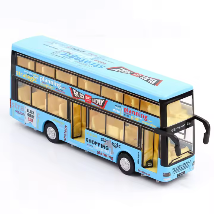 Modelo De Autobús Doble Pared a Escala 1/36 Con Función Retroceso Y Sonido Para Niños Coche De Metal Simulación Regalo Con Puertas Abiertas - 1