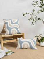 Funda De Cojín Bohemia Estilo Geométrico Irregular Azul Y Blanco Suave Algodón 100% Para Sala De Estar Dormitorio Sofa - details 1