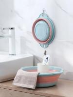 Cubeta Plegable Portátil Para Lavado De Rostro Y Viajes Ecológica Y Duradera Ahorradora De Espacio En Plástico Azul Rosa Verde - details 7