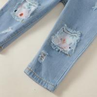 Conjunto De Moda Para Niñas De 1-4 Años 2 Piezas Camisa De Manga Larga Floral Y Jeans Con Agujeros Adecuado Para Primavera Y Otoño - details 5