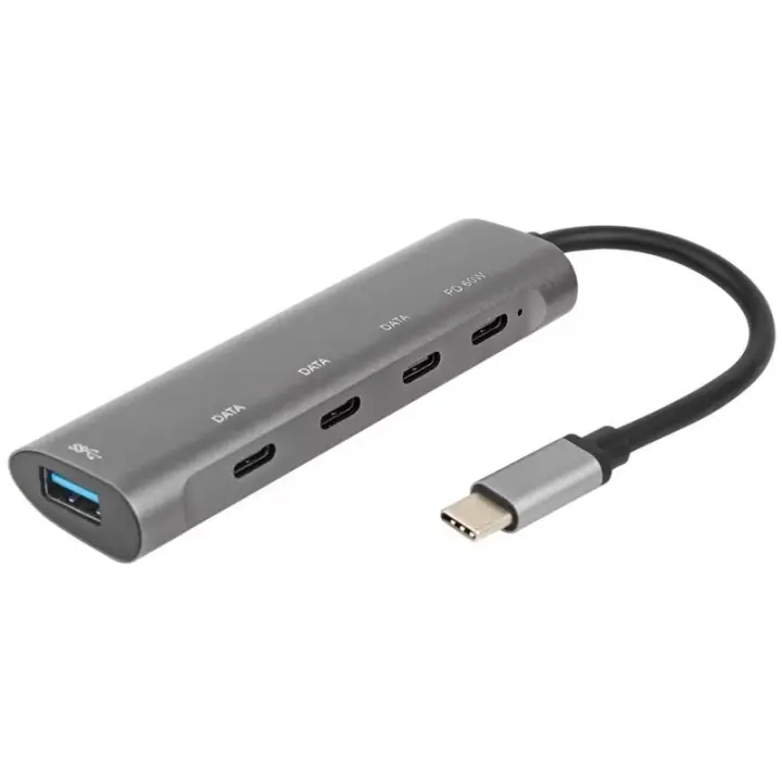 HUB USB-C A PD HUB 5 en 1. Adaptador USB-C1 USB 3.0, 3 interfaces de transmisión de datos tipo C y 1 entrada de carga tipo C  PD60W，USB-C Macho a 4 Adaptadores de Concentrador Hembra USB-C para MacBook Pro,XPS,PC，etc - 1