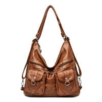 Mochila Vintage De Cuero Sintético Para Mujer Diseñadora 3 En 1 2024 Bolso De Escuela Viaje Mochila Para Damas - details 9