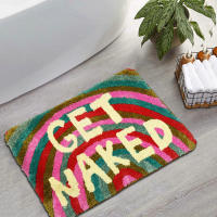 Alfombra De Baño Suave De Arco Iris "Get Naked" Alfombra De Entrada Antideslizante Para Cocina Y Sala De Estar Decoración De Hogar Alfombra De Piso Interior 100% Poliéster - details 0