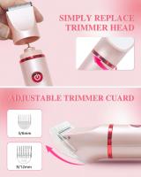 Recortadora de bikini 3 en 1 para mujer, afeitadora eléctrica para cabello público, recortadora de vello corporal recargable, kit de extracción desmontable portátil, lPX7 impermeable ligero con - details 1