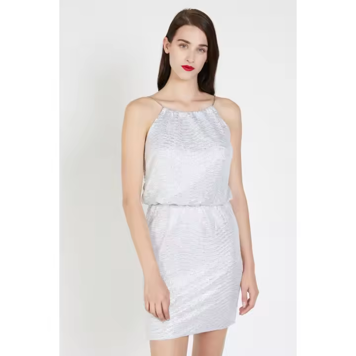 LOVE & MONEY Vestido Mujer Efecto Metálico Textura Cinturilla Elástica y Cadenas Ajustables REF Y11190 - 1