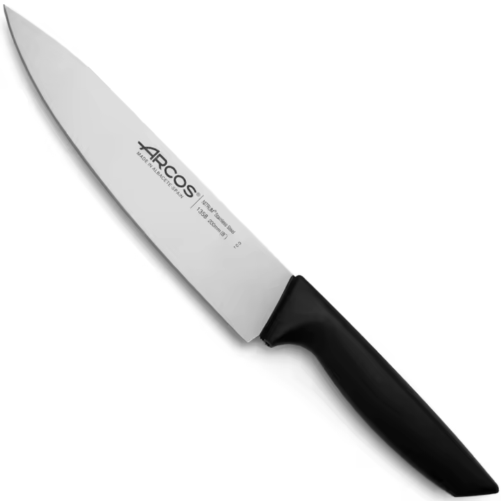 ARCOS Niza - Cuchillo de Chef (200 mm) - Hoja de Acero Inoxidable Nitrum® - Mango Negro de Polipropileno (PP) - 135800 - 1