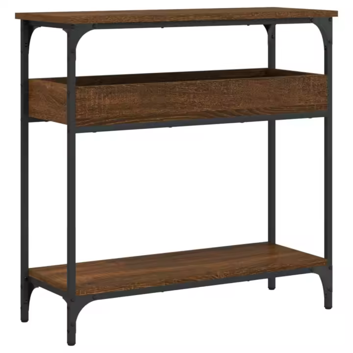 vidaXL Mesa consola estante madera ingeniería marrón roble 75x29x75 cm Mesa de sofá Mesa de Entrada para Salón Consola de Entrada Mueble Recibidor Mesita Mesa auxiliar Salon - 1