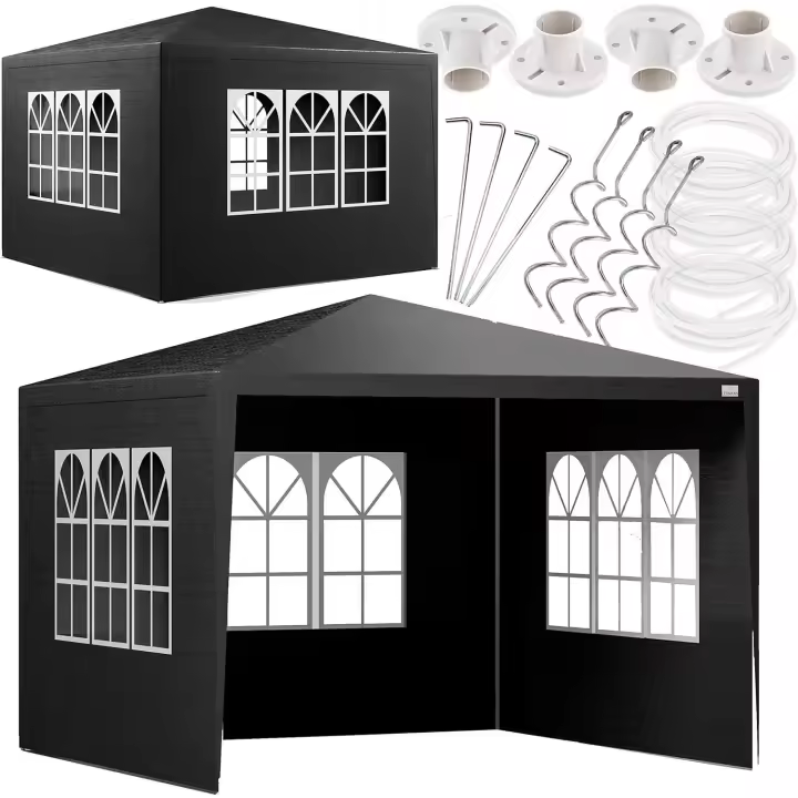 Carpa 3x3 TORM, Cenadores para Jardin de 9 m² con 4 Paredes Laterales y 3 Ventanas, Cenador Jardin para Eventos, Bodas, Jardín, Puestos De Mercado, Mercadillos, Barbacoa - 1