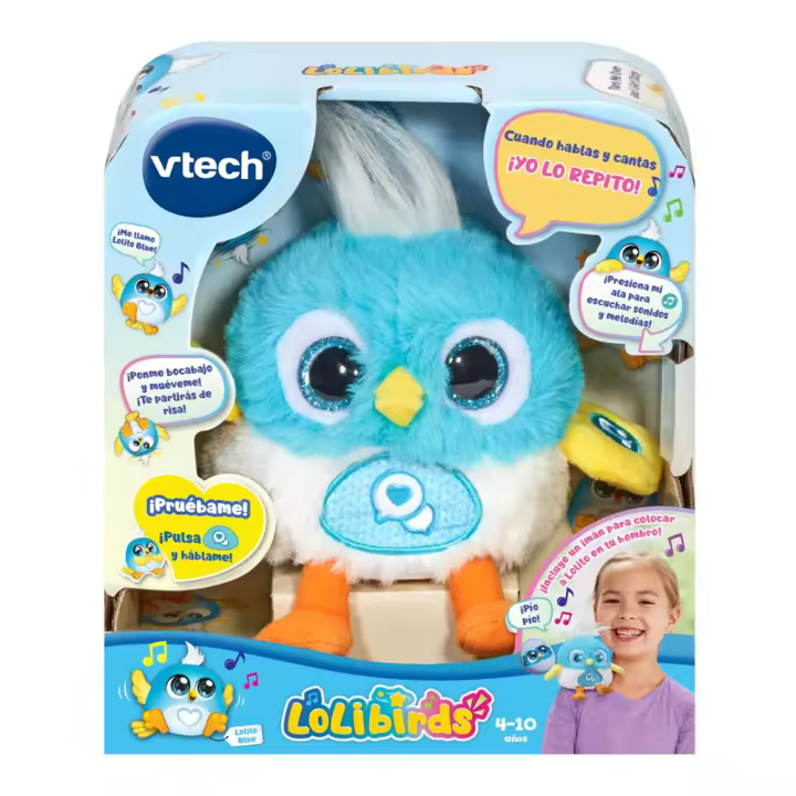 Peluche interactivo LoLibirds Lolito azul con voz y grabadora. 17,5x11,6x19,1 cm (Vtech 80-571922) - 1