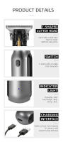 Cortador De Pelo Kemei 10W Para Hombres Trimmer De Barba Corte Profesional Con Cuchilla T Blada De Acero Inoxidable Sin Cable - details 0
