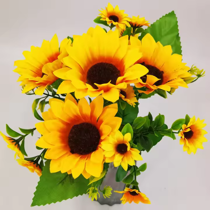 Arreglo De Girasoles Artificiales En Lienzo Para Decoración De Bodas Cumpleaños Fiesta Hogar Regalo De Aniversario Decoración De Casa - 1