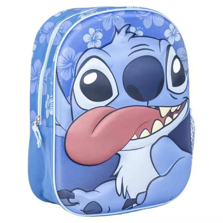 Mochila Stitch 30x25cm, Mochila 3D Escolar Infantil para Niños y Niñas de 2 a 4 años Stitch Disney, Regalo Cumpleaños, Navidad, Reyes, Color Azul - 1